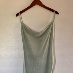 green silk dress with open back | size: M